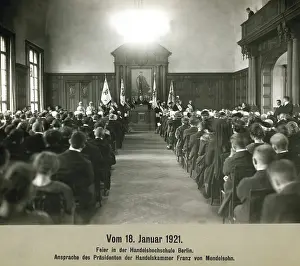 Mendelsohn: Foundation ceremony in the Berlin School of Commerce, 1921