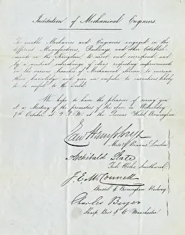 1846: Foundation letter - Institution of Mechanical Engineers