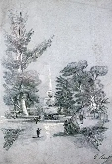 Searle: The fountain in the public gardens, 1863