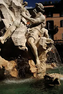 Danube: Fountain of Four Rivers, River God Danube, by Bernini