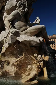 Bernini: Fountain of Four Rivers, River God Ganges, by Bernini