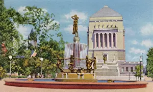 Indiana: Fountain in University Park, Indianapolis, Indiana, USA