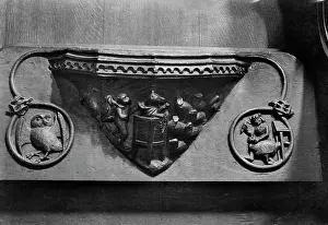Misericord: Fox preaching to geese AA