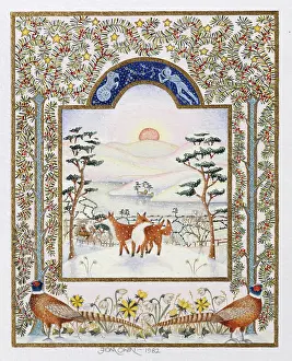 Pheasants: Foxes in Snow (January from a set of 12)