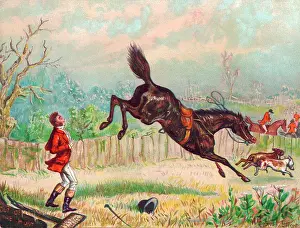 Trespass: Foxhunting scene on a greetings card