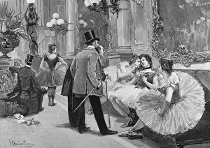 Lobby: In the Foyer. Engraving, 1898