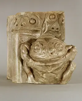 Enamelled: Fragment of a stoneware pilaster