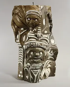 Enamelled: Two fragments of a stoneware pilaster
