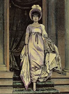 1804: France. First Empire. 1804-1820. Woman dressed to the Empire