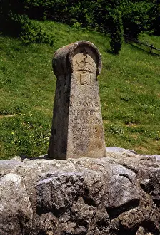Crusade: France. Medieval stele, erected in 1960, in memory of the Ca