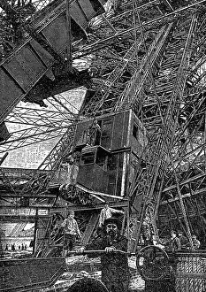 Elevators: France, Paris, Eiffel tower, construction site