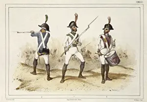 Batalla: France. Uniforms of 1805. Litography
