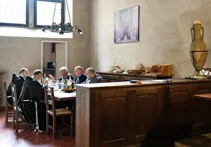 12.30pm: Franciscan friars at lunch, Santa Croce, Florence, Tuscany