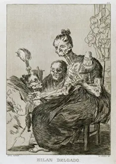 Plaque: Francisco Goya (1746-1828). Caprices. Plaque 44. They spin f