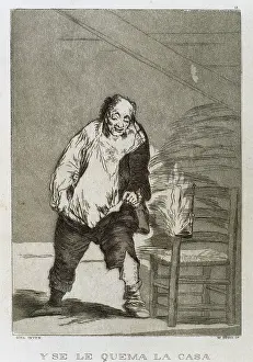 Plaque: Francisco Goya (1746-1828). Caprices. Plaque 18. And the hou
