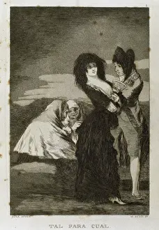 Plaque: Francisco Goya (1746-1828). Caprices. Plaque 5. Two of a kin