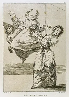 Plaque: Francisco Goya (1746-1828). Caprices. Plaque 74. Don't screa
