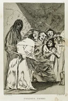 Plaque: Francisco Goya (1746-1828). Caprices. Plaque 58. Swalow it