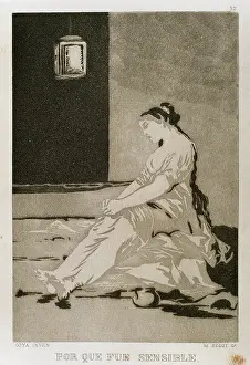 Plaque: Francisco Goya (1746-1828). Caprices. Plaque 32. Because she