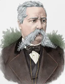 Americana: Francisco Isaura (1824-1885). Engraving. Colored