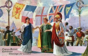Personifications: Franco-British Exhibition - Marianne, England and Britannia