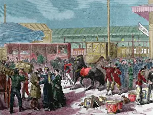 Americana: Franco-Prussian War. 1870-1871. French troops taking trains