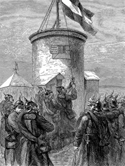 Hoisting: Franco-Prussian War: 1870-1871. Prussian troops