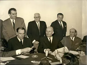 Waldeck: Francois Mitterrand and Guy Mollet at political meeting
