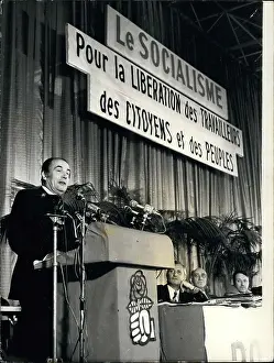 Grenoble: Francois Mitterrand at Socialist Party's 3rd Convention