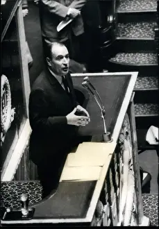 Leftist: Francois Mitterrand speaking in National Assembly, Paris