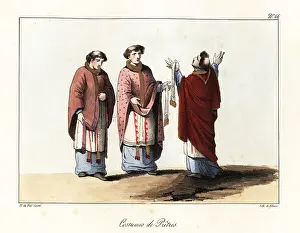 Frankish: Frankish priests in chasuble and surplices, 9th century