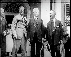 Democrat: Franklin D. Roosevelt Stands on Crutches Besides