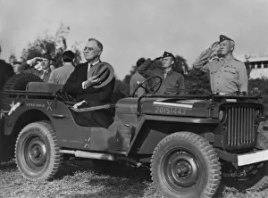 Jeeps: Franklin Roosevelt reviewing troops at Rabat