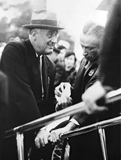 Registrar: Franklin Roosevelt supporting himself on ramp