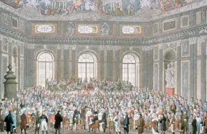 1808: Franz Joseph Haydn (1732-1809). Orchestra playing The Creati
