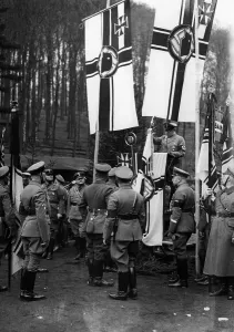 Seldte: Franz Seldte at a flag consecration in Saarbruecken, 1935