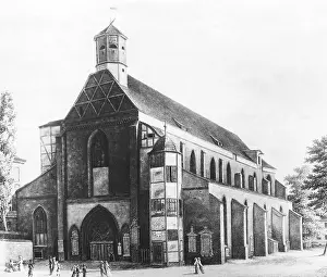Klosterstraße: The Franziskaner-Klosterkirche in Berlin, around 1850