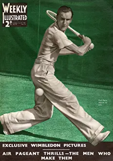 Raquet: Fred Perry at Wimbledon