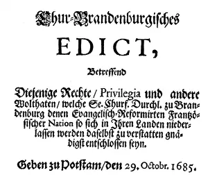 Edict: Frederick William, 6.2.1620 - 9.7.1688, the Great
