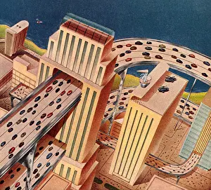 Freeway over Futuristic City