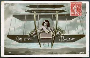 Piloting: French Aeroplane Postcard