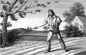 Labourer: French agriculture. Sowing seed broadcast. From