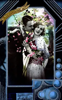 Borders: French anniversary card with art deco borders