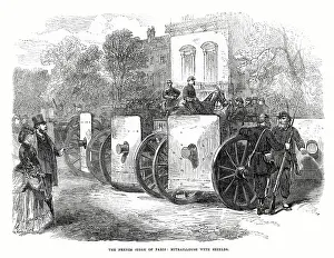 Mitrailleuse: French Army Mitrailleuse with shields; Paris Commune 1871