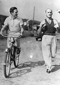 Thil: The French boxer Marcel Thil when training