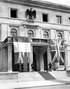Daladier: The French and British flags decorate the front door