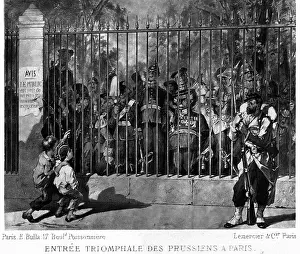 Entree: French caricature on the entry of the German troops into Par