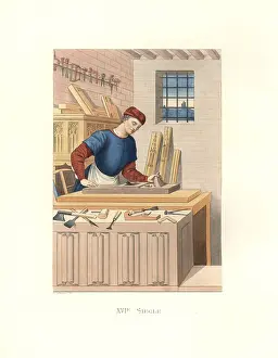 Duplessiss: French carpenter working with tools, 16th century