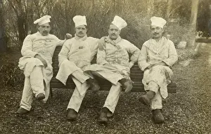 Chiefs: Four French chiefs sitting on a bench