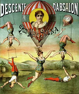 Acrobatic: French circus poster - group of aerialists performing